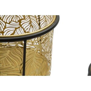 Mauro Ferretti Blumenständer Leavy 2er-Set Ø 21x40 und 19x22 cm gold schwarz