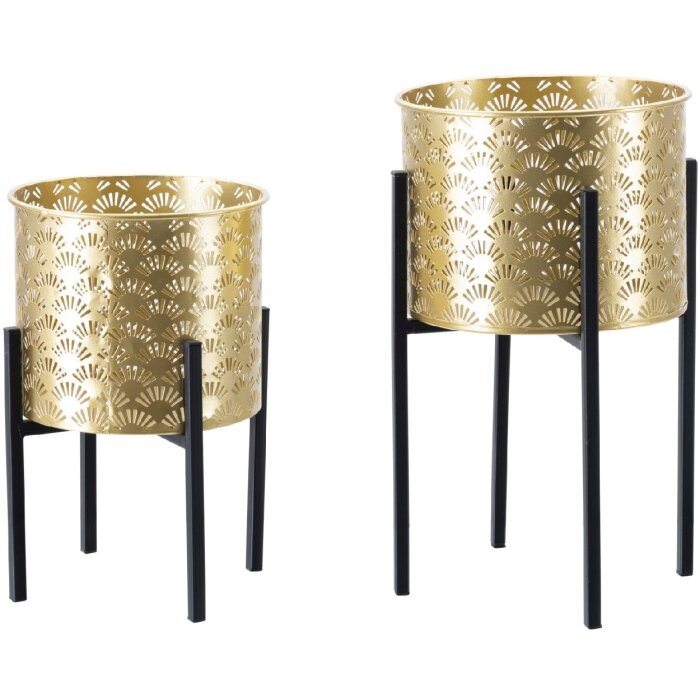 Mauro Ferretti Blumenständer Glissy 2er-Set Ø 21x38 und 19x28 cm gold schwarz