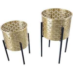 Mauro Ferretti Blumenständer Glissy 2er-Set Ø 21x38 und 19x28 cm gold schwarz