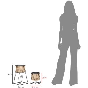 Mauro Ferretti Blumenständer Osaka 2er-Set Ø 21x40 und 19x22 cm schwarz creme