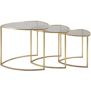 Mauro Ferretti Beistelltisch Triangle 3er Set Ø 60x50-50x45-40x40 cm gold