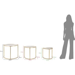 Mauro Ferretti Beistelltisch Triangle 3er Set Ø 60x50-50x45-40x40 cm gold