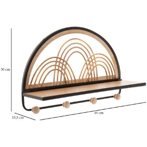 Mauro Ferretti Wandregal Oporto mit Haken 46x15,5x30 cm schwarz braun