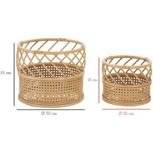 Mauro Ferretti Blumenständer Panama 2er-Set Ø 30x25-22x18 cm braun