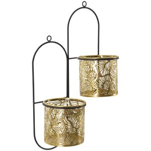 Настенная ваза Mauro Ferretti Hong double 27x14x48 см черное золото