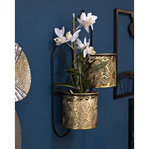 Настенная ваза Mauro Ferretti Hong double 27x14x48 см черное золото