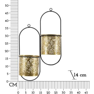 Настенная ваза Mauro Ferretti Hong double 27x14x48 см черное золото