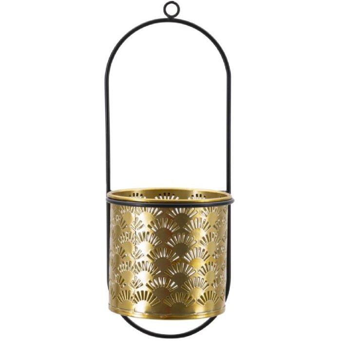 Настенная ваза Mauro Ferretti Hong 14x14x37 см черное золото