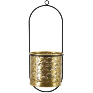 Mauro Ferretti Wandvase Hong 14x14x37 cm schwarz gold