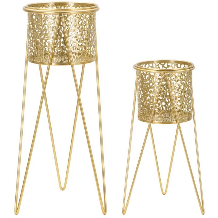 Mauro Ferretti Blumenständer Glod 2er-Set 21x20x46 und 18x18x32 cm gold