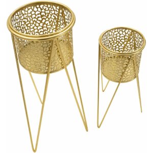 Mauro Ferretti Blumenständer Glod 2er-Set 21x20x46 und 18x18x32 cm gold