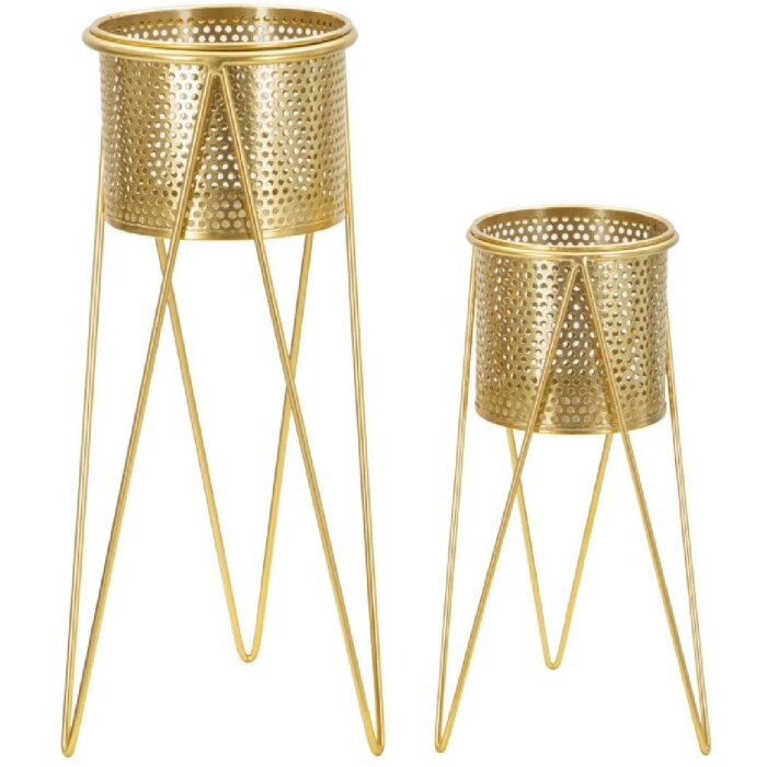 Mauro Ferretti Blumenständer Glat 2er-Set 21x20x46 und 18x18x32 cm gold