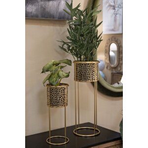 Mauro Ferretti Подставка для цветов Nat комплект из 2 Ø 17x46 и Ø 14x34 см золото