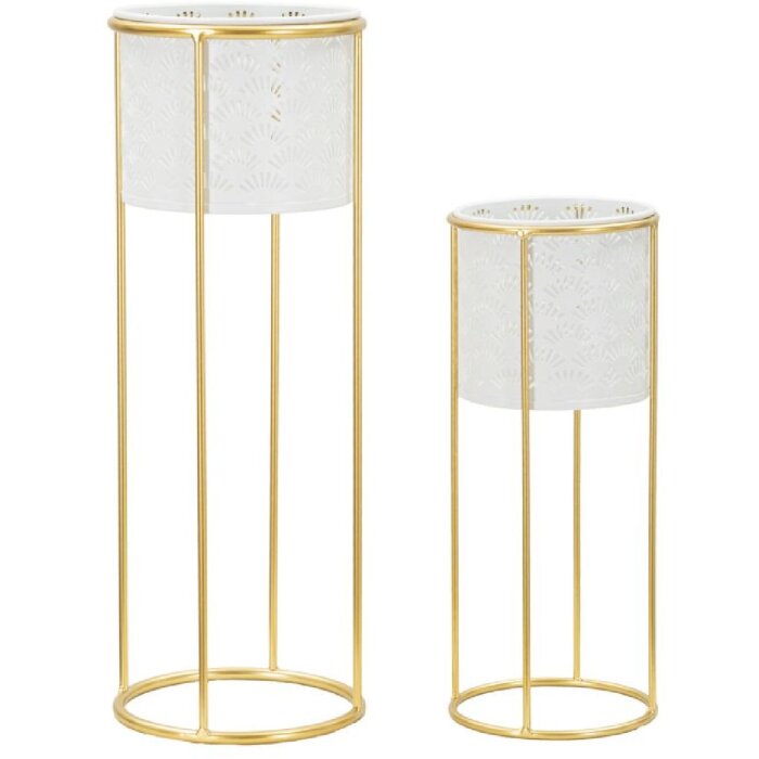 Mauro Ferretti подставка для цветов Whity комплект из 2 Ø 17x46 и 14x34 см белое золото