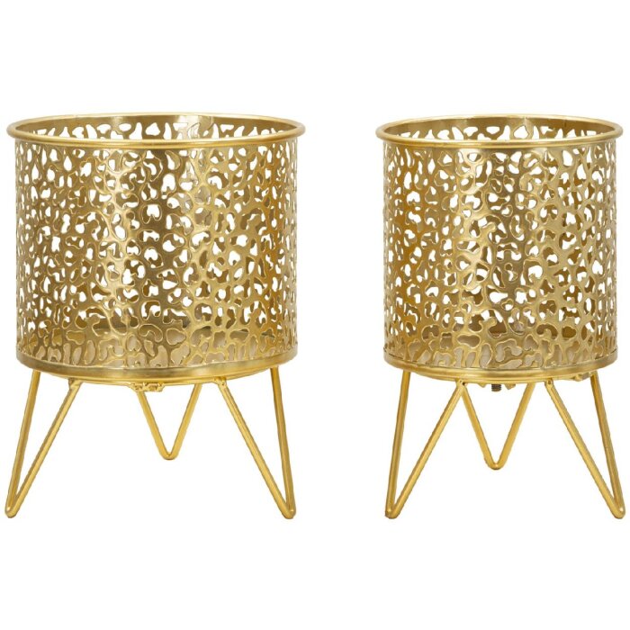 Mauro Ferretti Blumenständer Piny 2er-Set Ø 16x20 und 13x20 cm gold