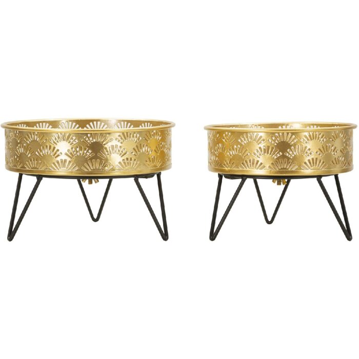 Mauro Ferretti Zanny подставка для цветов комплект из 2 Ø 20,5x13 и 18x13 см черное золото