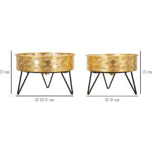 Mauro Ferretti Zanny подставка для цветов комплект из 2 Ø 20,5x13 и 18x13 см черное золото