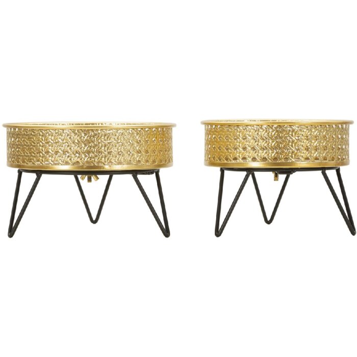 Mauro Ferretti Blumenständer Bossy 2er-Set Ø 20,5x13 und 18x13 cm schwarz gold