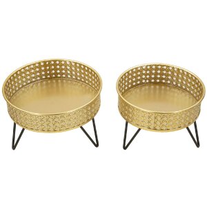 Mauro Ferretti Blumenständer Bossy 2er-Set Ø 20,5x13 und 18x13 cm schwarz gold