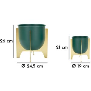 Mauro Ferretti Blumenständer Grent Shet Set 2-tlg. Ø 24,5x26-19x21 cm grün gold