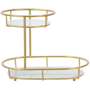 Mauro Ferretti Dekoschale 2 Ebenen 36x22,5x27 cm gold