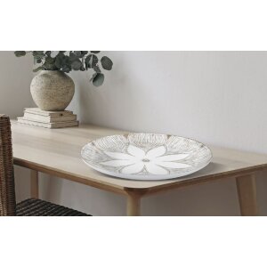 Mauro Ferretti Декоративный поднос Atene Polyresin White Wash Ø 35,5x4,4 см Бохо-шик