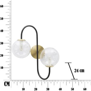 Mauro Ferretti Wandleuchte 2-flammig E14 36x24x45 cm gold schwarz