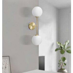 Mauro Ferretti Настенный светильник Glamy двойной E14 15x21x55 см золотисто-белый