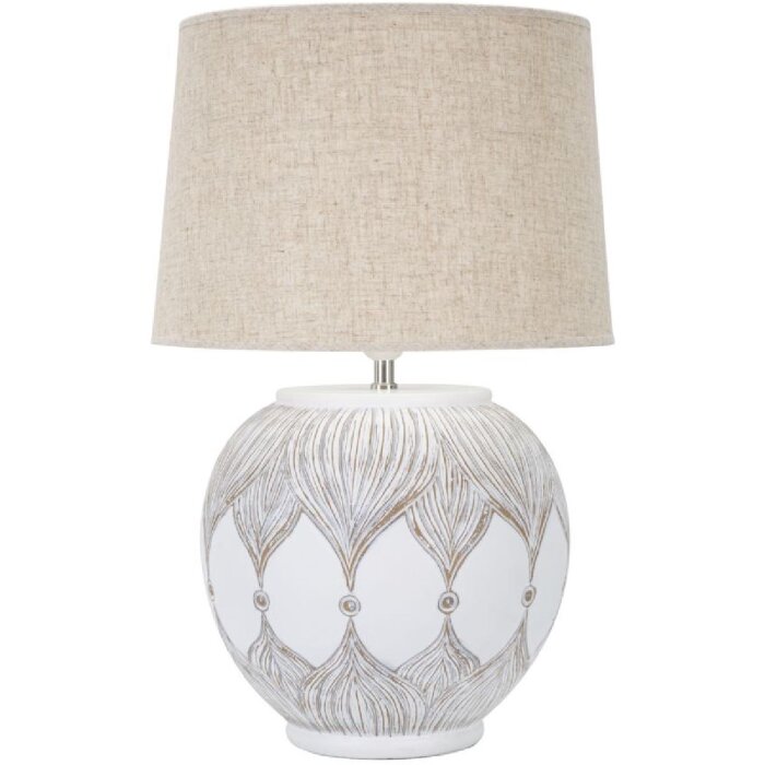 Mauro Ferretti Tischlampe Atene E27 Ø 38x59 cm weiß gewaschen braun