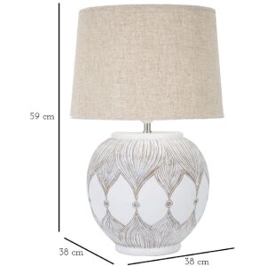 Mauro Ferretti Tischlampe Atene E27 Ø 38x59 cm weiß gewaschen braun