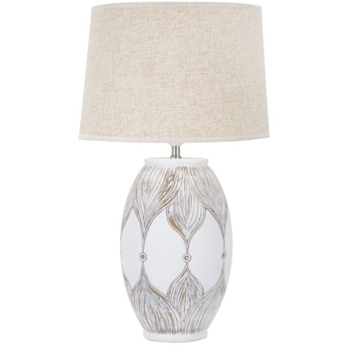 Mauro Ferretti Tischlampe Atene oval E27 Ø 38x67 cm weiß gewaschen braun