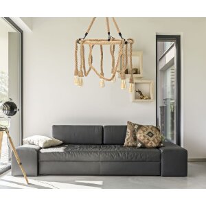 Mauro Ferretti Deckenleuchte Seilkreis 6-flammig E27 Ø 64x90 cm braun schwarz