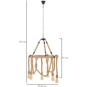 Mauro Ferretti Deckenleuchte Seilkreis 6-flammig E27 Ø 64x90 cm braun schwarz