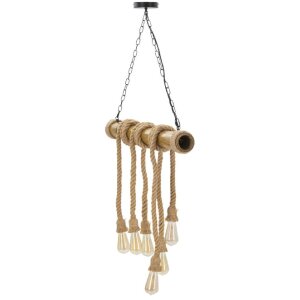 Mauro Ferretti Deckenleuchte Bambusseil 6-flammig E27 80x15x120 cm braun