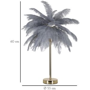 Mauro Ferretti Tischleuchte Palme 2-flammig E14 Ø 55x60 cm grau gold
