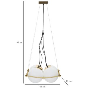Mauro Ferretti Deckenleuchte Japan Quadrat 4-flammig E27 45x45x20 cm gold weiß