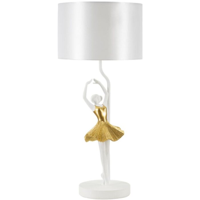 Mauro Ferretti Tischleuchte Tänzerin E27 Ø 28x64 cm gold weiß