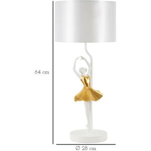 Mauro Ferretti Tischleuchte Tänzerin E27 Ø 28x64 cm gold weiß