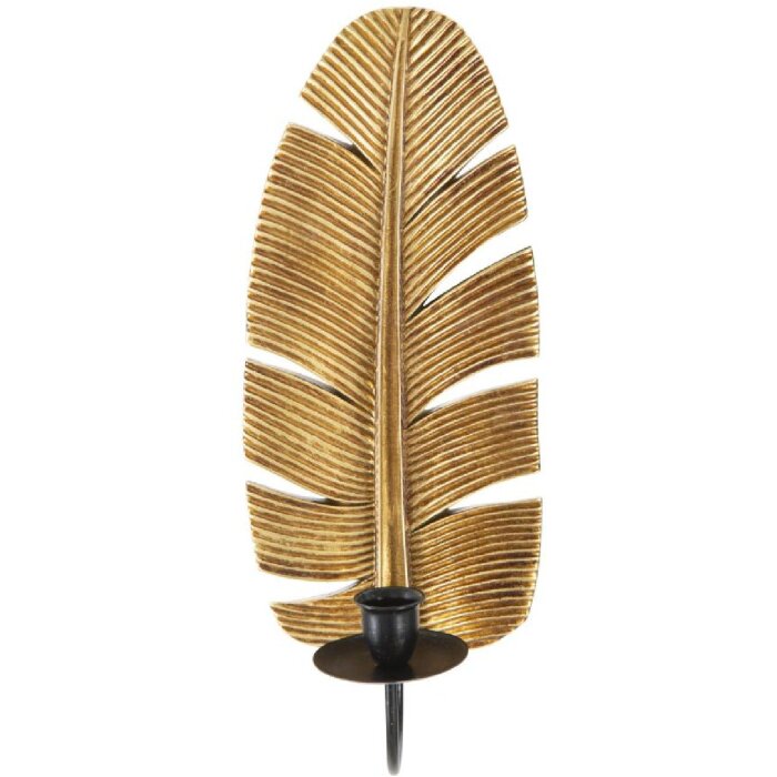 Mauro Ferretti Настенный подсвечник Лист 12,8x8,9x31,2 см золотистый черный