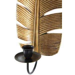 Mauro Ferretti Настенный подсвечник Лист 12,8x8,9x31,2 см золотистый черный