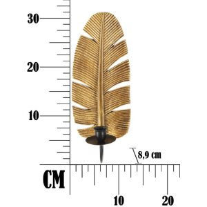 Mauro Ferretti Настенный подсвечник Лист 12,8x8,9x31,2 см золотистый черный