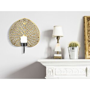 Mauro Ferretti Wandkerzenhalter Lotus 20x8x22,2 cm goldfarben schwarz