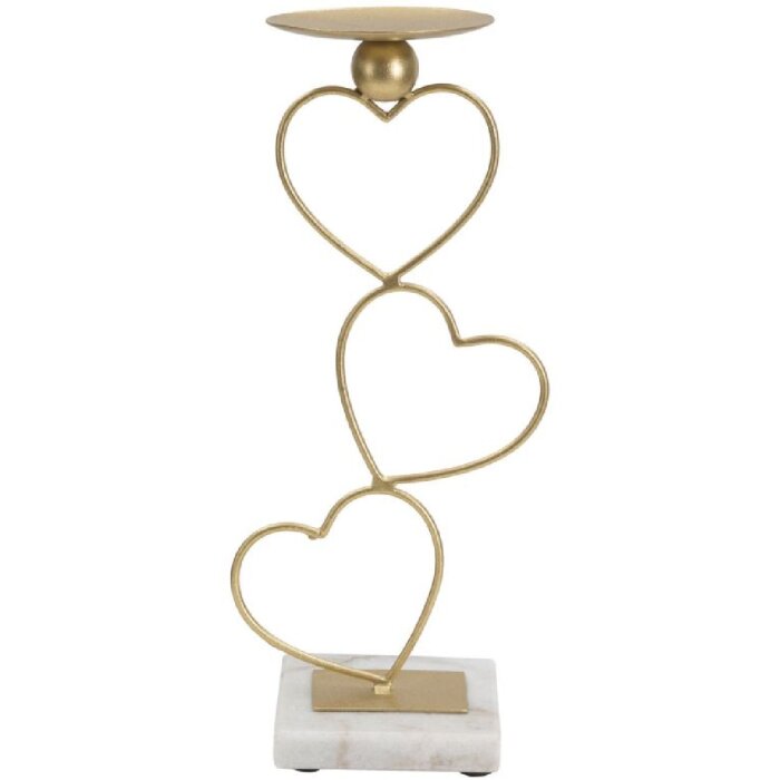 Mauro Ferretti Kerzenhalter Herzen 14,5x10x32,5 cm goldfarben weiß