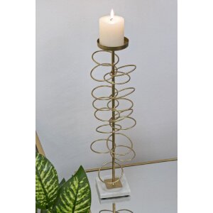 Mauro Ferretti Подсвечник Ringe 14x13x50,5 см золотистый белый