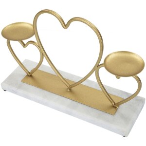 Mauro Ferretti Kerzenhalter Herzen für 2 Kerzen 30x9x20 cm gold