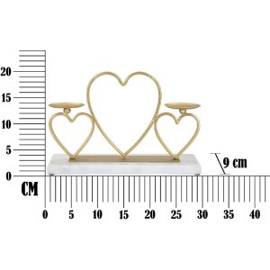 Mauro Ferretti Kerzenhalter Herzen für 2 Kerzen 30x9x20 cm gold