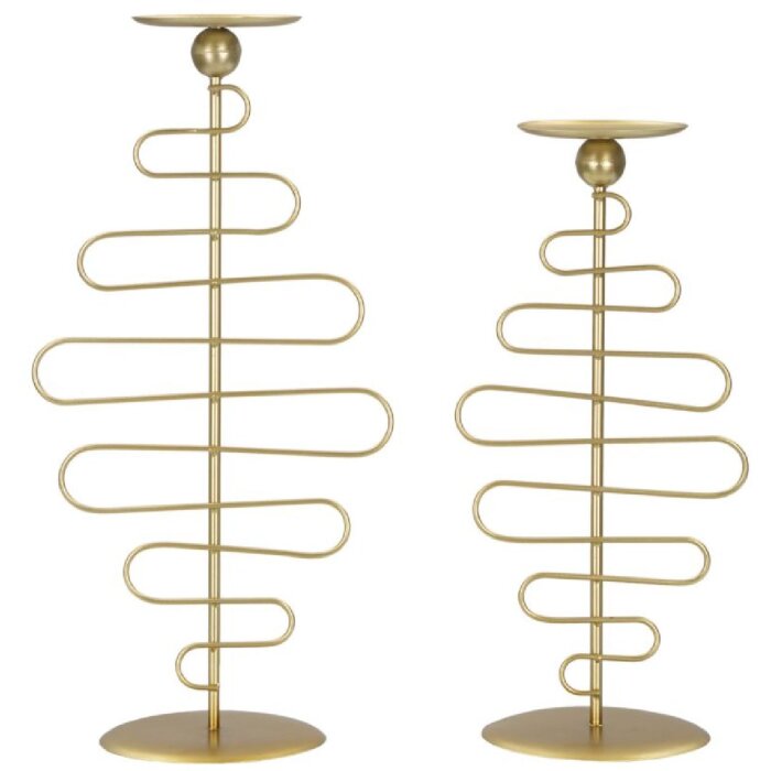 Mauro Ferretti Kerzenhalter Alid – 2er-Set 25x16x51 cm & 20x16x43 cm gold