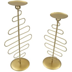 Mauro Ferretti Kerzenhalter Alid – 2er-Set 25x16x51 cm & 20x16x43 cm gold