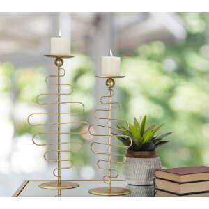 Mauro Ferretti Kerzenhalter Alid – 2er-Set 25x16x51 cm & 20x16x43 cm gold