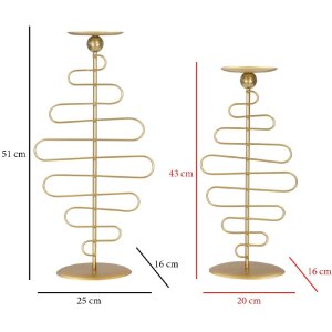 Mauro Ferretti Kerzenhalter Alid – 2er-Set 25x16x51 cm & 20x16x43 cm gold